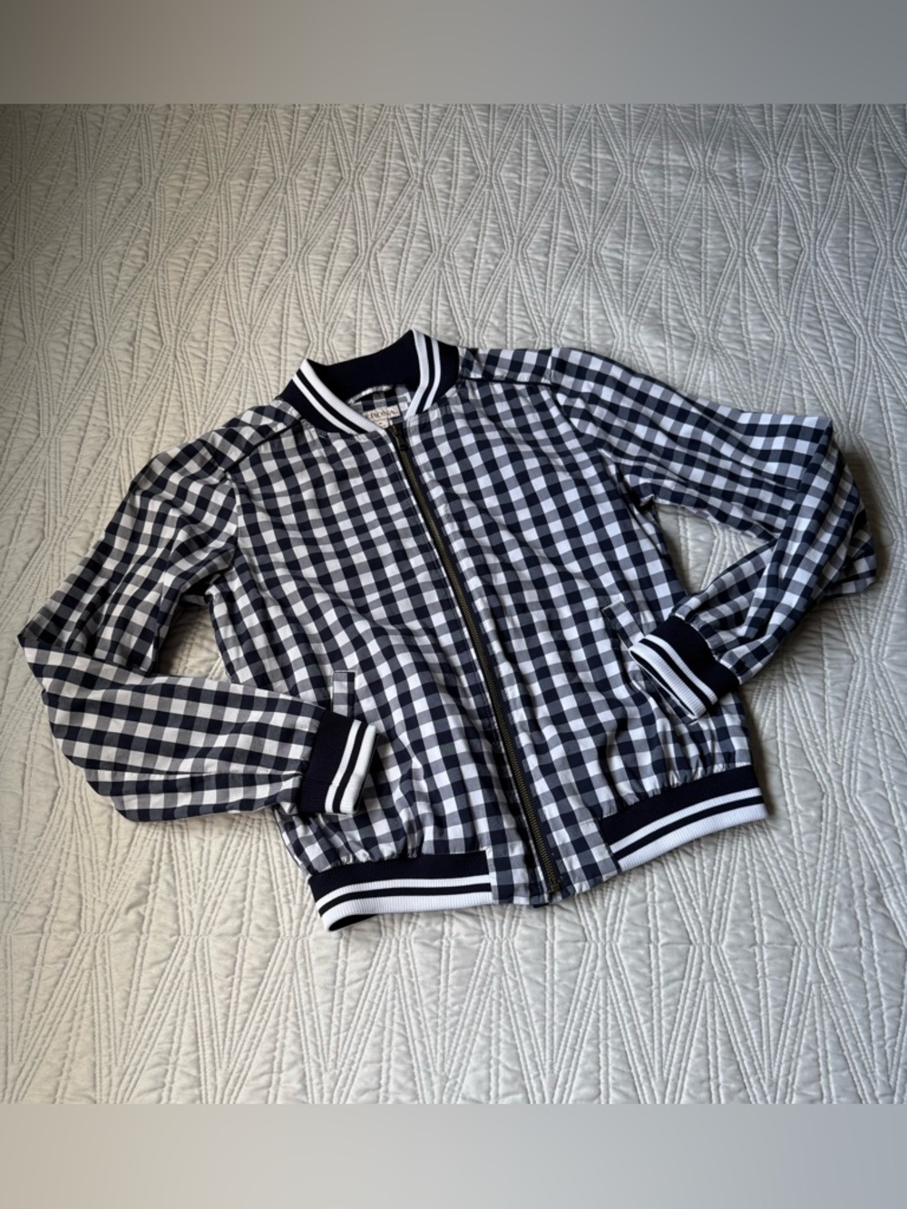 Merona dark navy and White Gingham Bomber Jacket